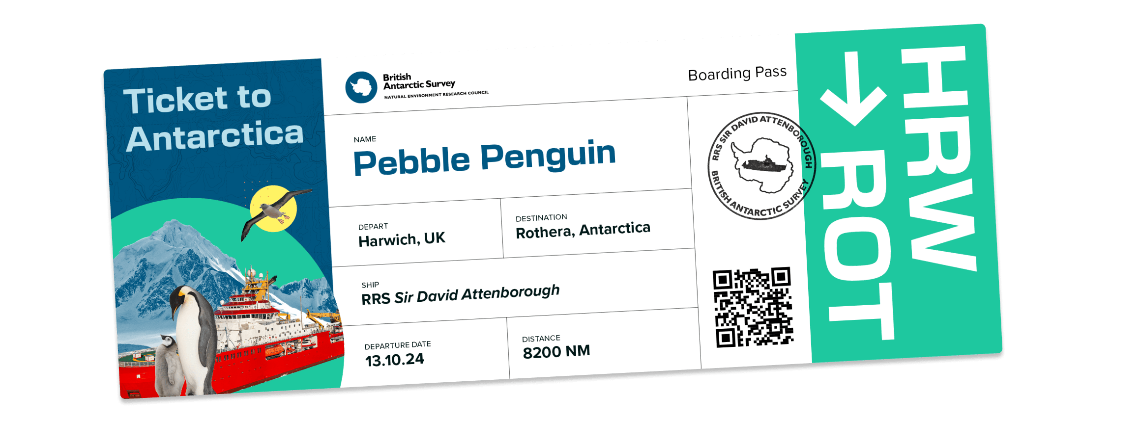 A boarding pass-style ticket