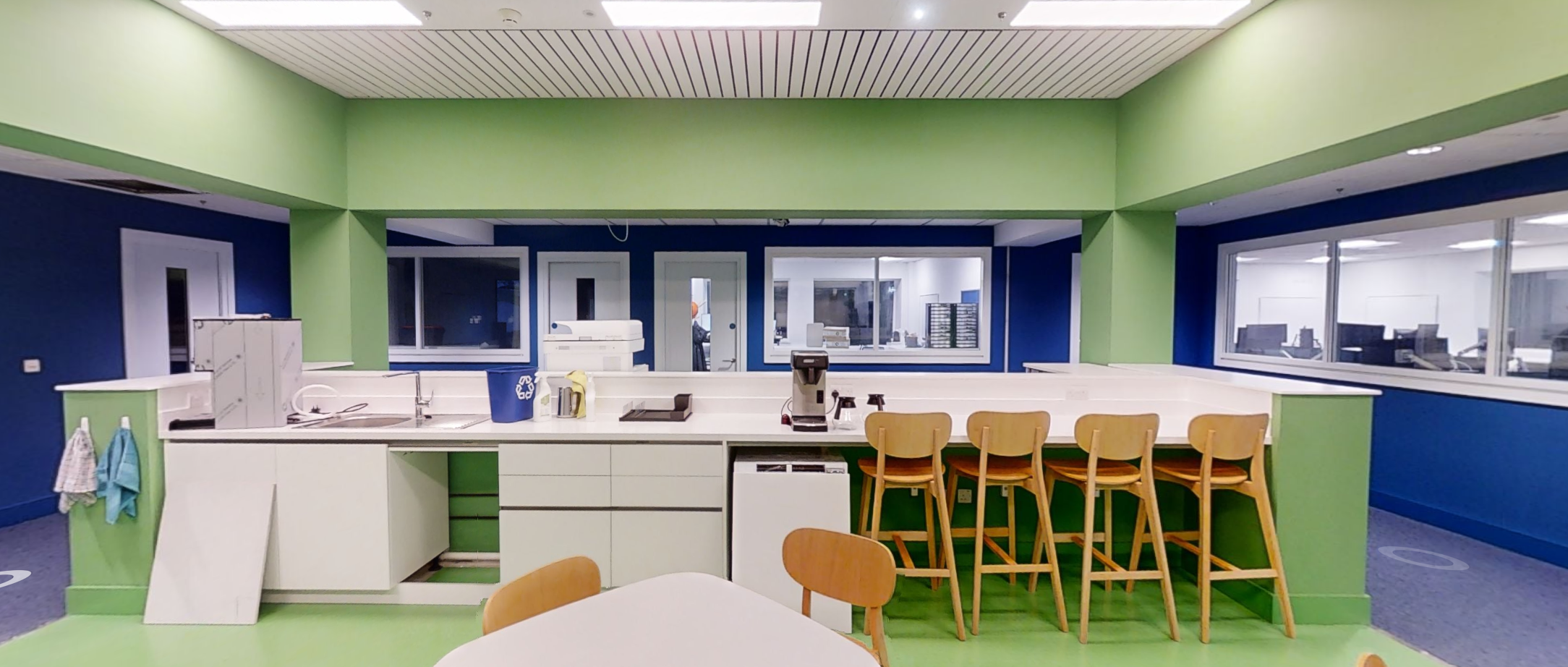 A green kitchen space