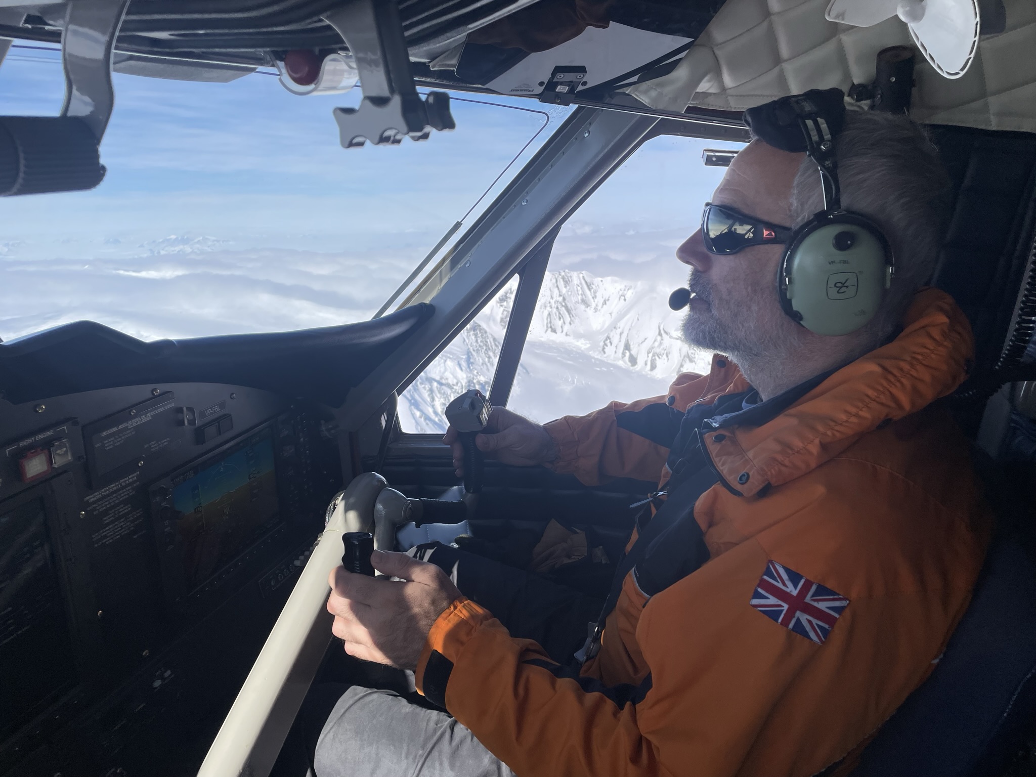 A man flying a plane